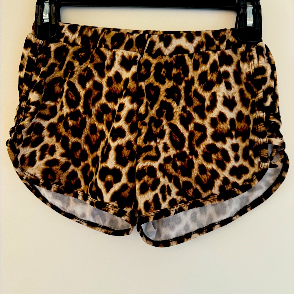 Fashion Nova Leopard Sexy Stretchy Booty Shorts Open Sides Size S